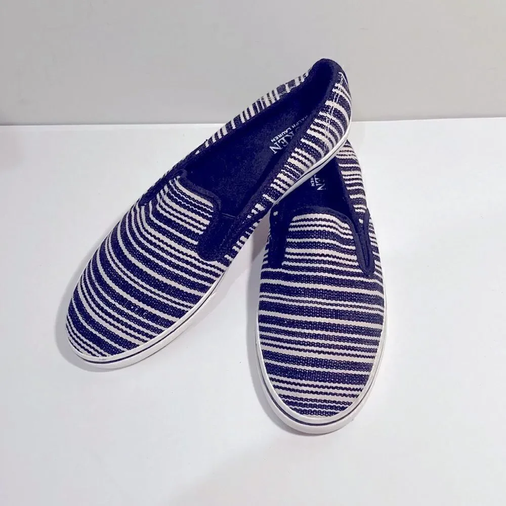 Lauren Ralph Lauren striped black and white slipon espadrilles shoes